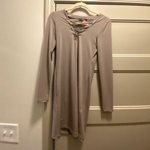 Forever 21- nude long sleeve body-con dress